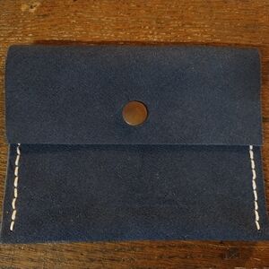 Dark Blue Suede Leather Pouch